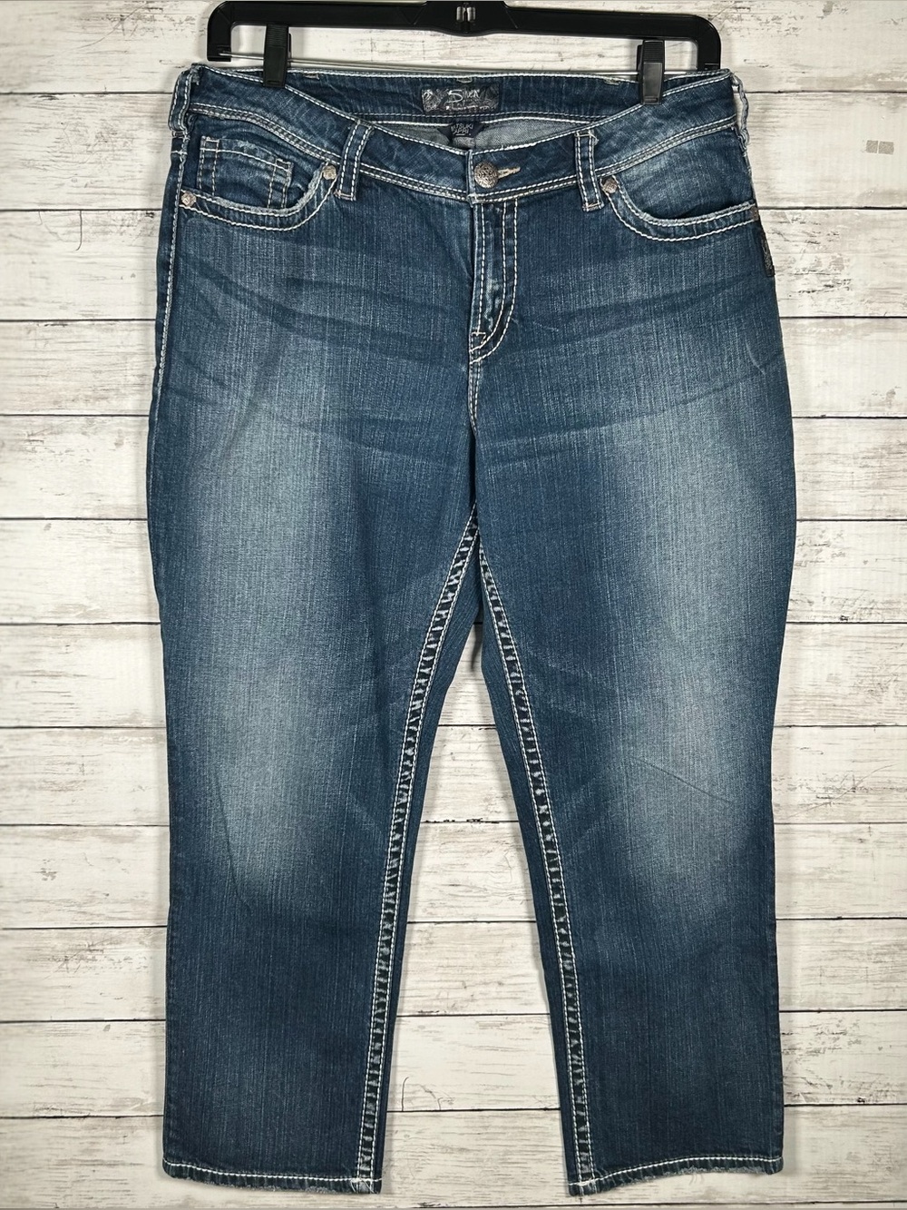 Silver Jeans Natsuki Capri Cropped Mid Rise Stretch Blue Jeans Women’s Sz 16
